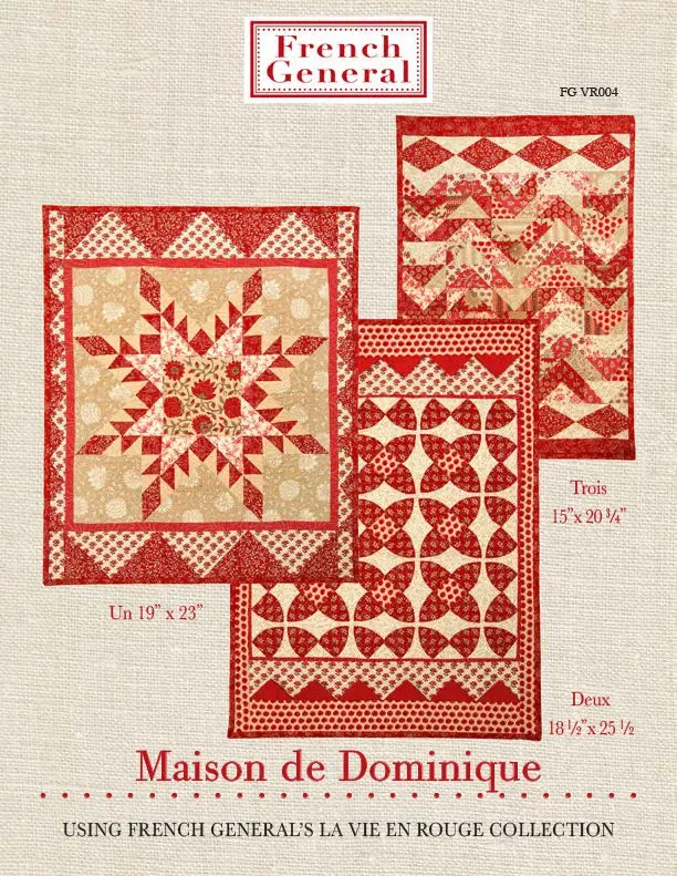 French General Dominique patron quilt poupée imprimé La Vie en Rouge