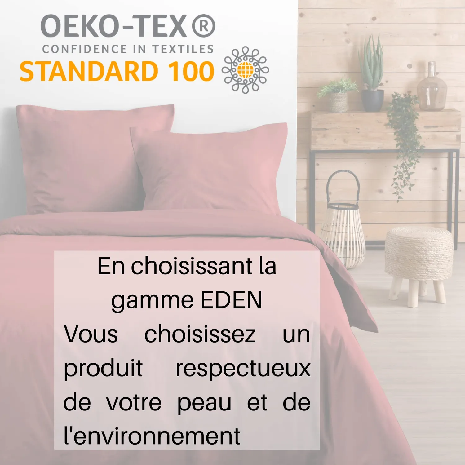 STOF Eden taie de traversin coton grenache 45x185 cm