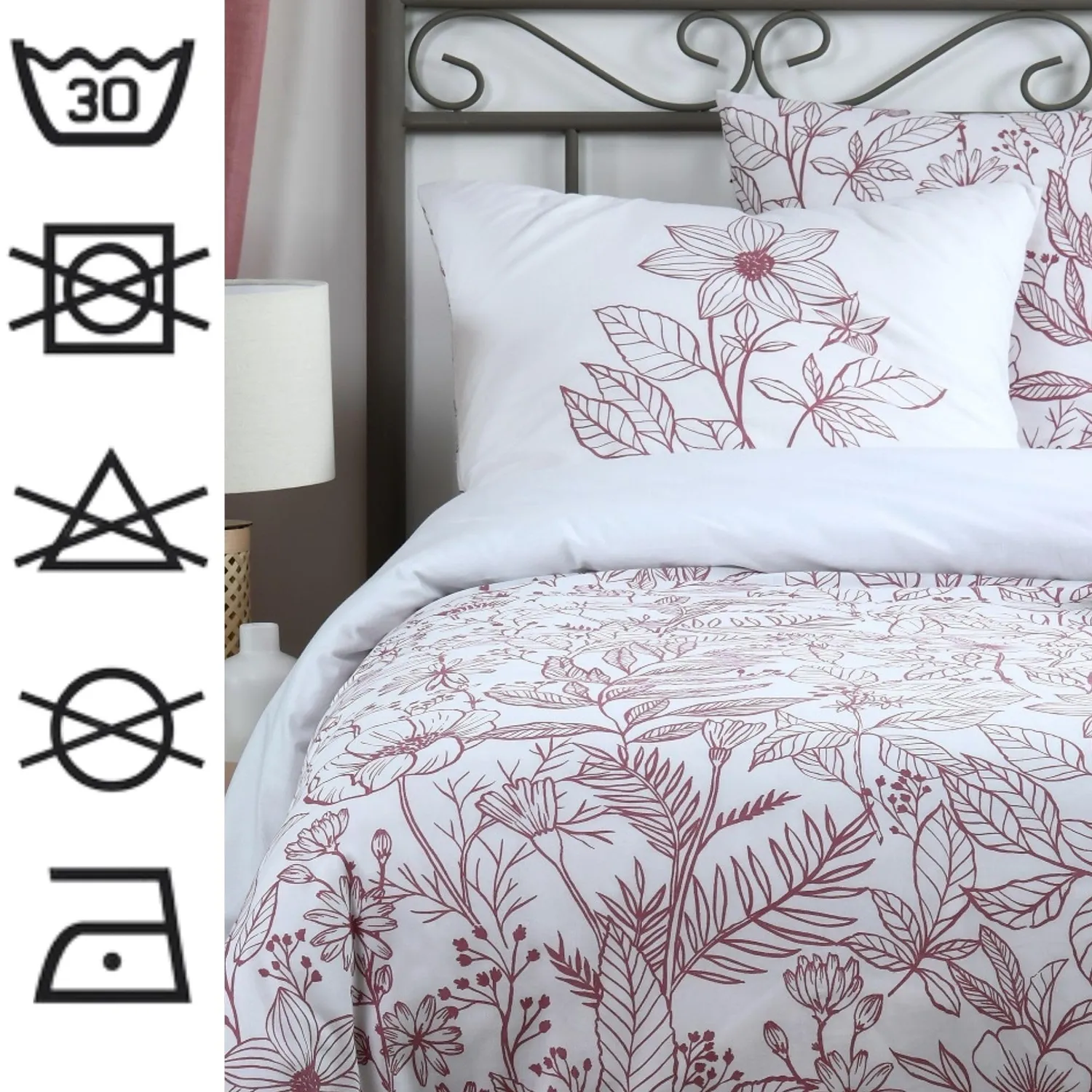 STOF Maelys parure housse de couette 240x220 fleurs coton