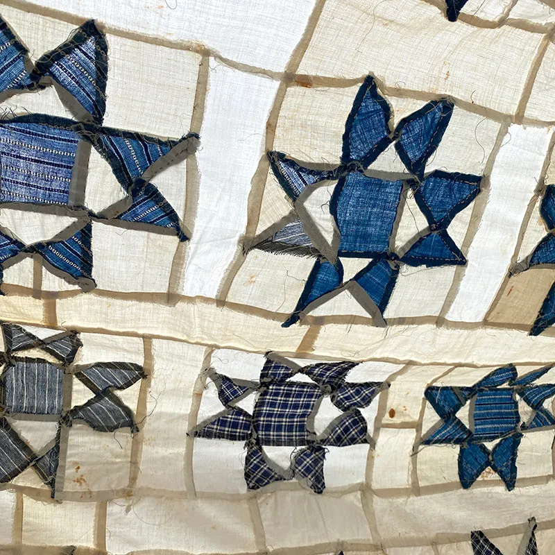 French General Ohio Star top quilt ancien indigo 149x236 cm