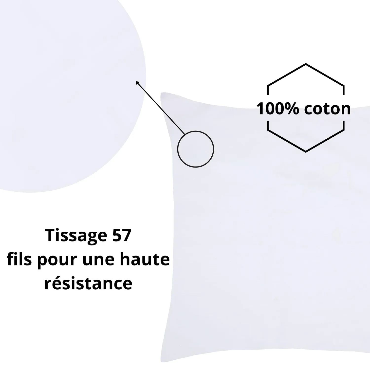 STOF Elysée taie oreiller 63x63 cm blanc percale