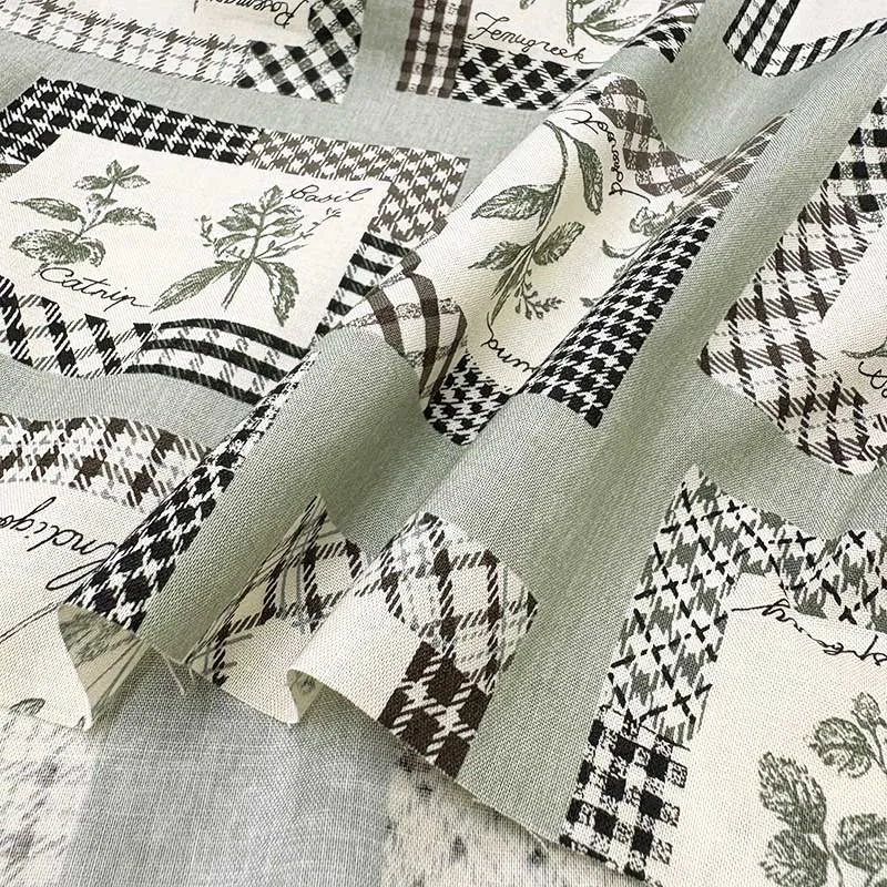 Yoko Saito 2026-05-A08 tissu coton gris illustré au mètre