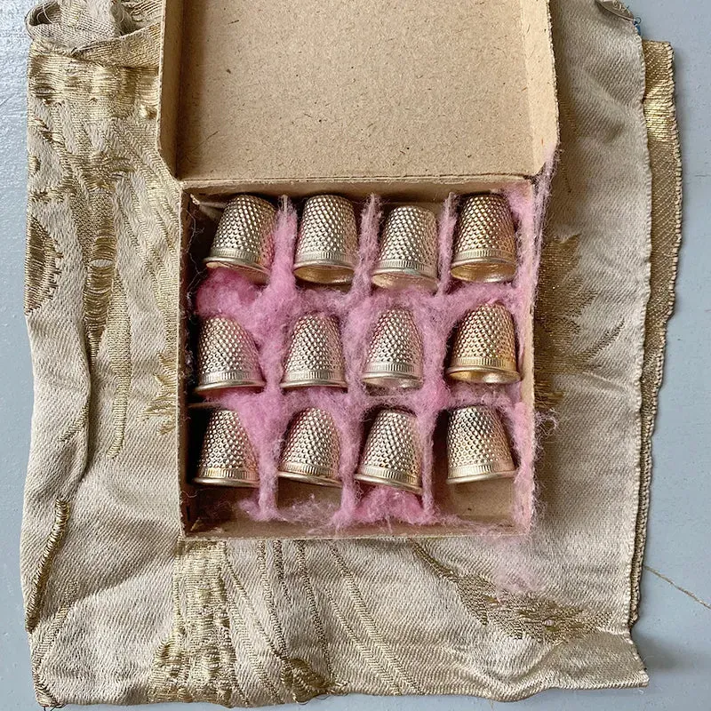 French General dés à coudre vintage laiton boîte de 12 lot