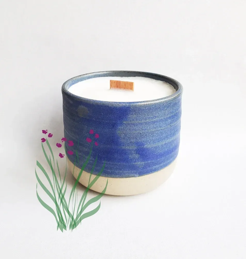 Tribu Indigo bougie palmarosa 30h mèche bois cire soja