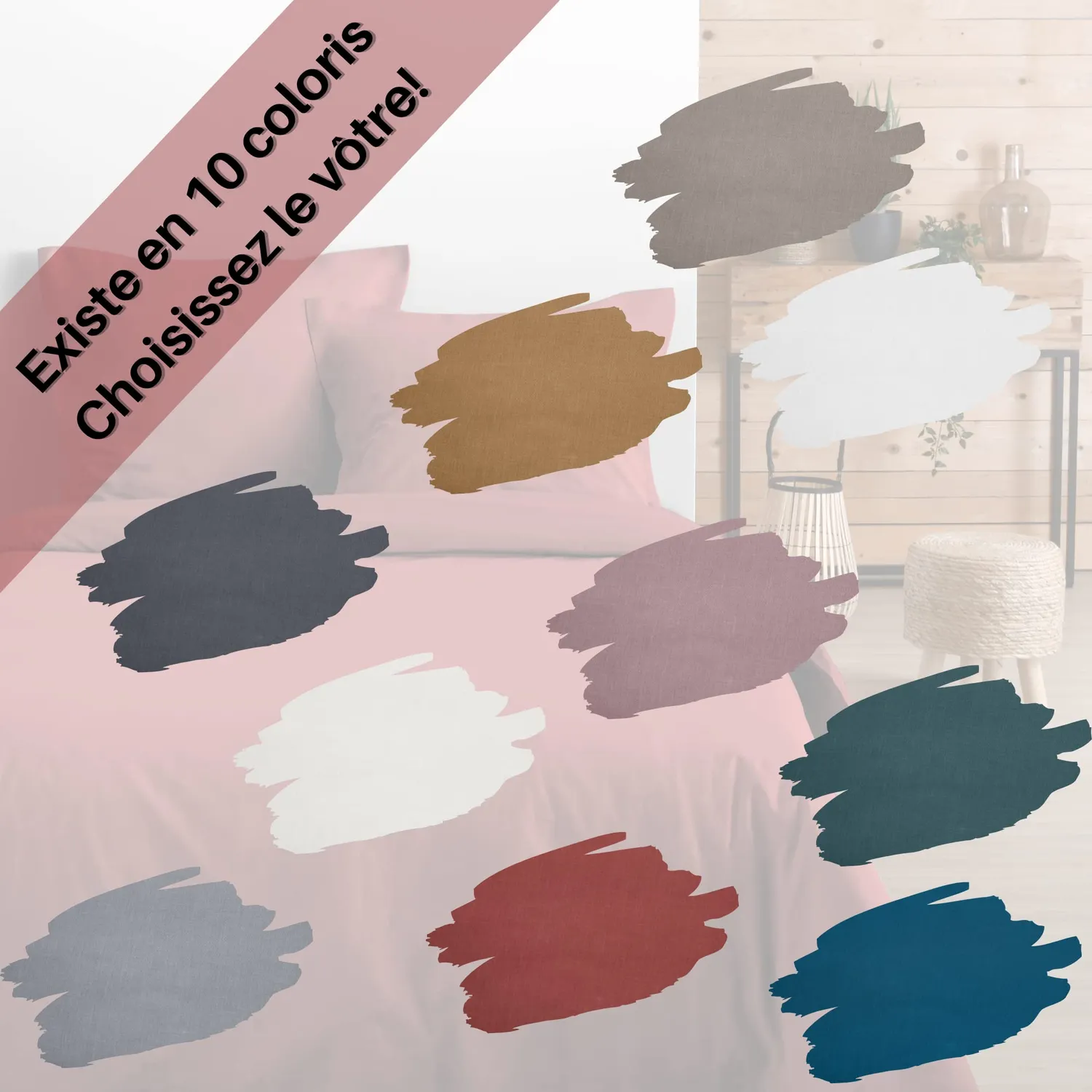 STOF Eden taie de traversin coton grenache 45x185 cm