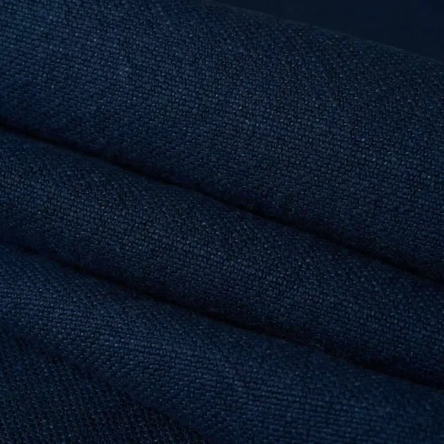 French General Ondine Indigo tissu coton lin 137cm au mètre