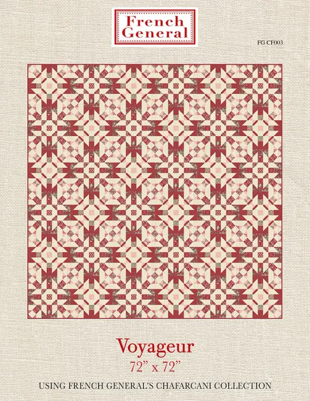French General Chafarcani patron quilt Voyageur 72x72 imprimé