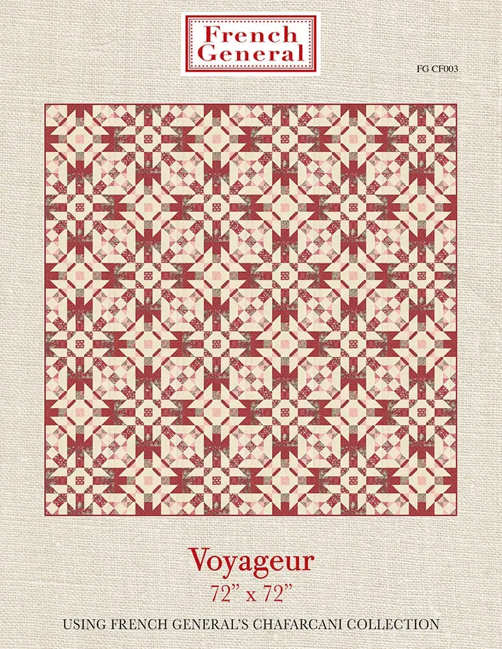 French General Chafarcani patron quilt Voyageur 72x72 imprimé