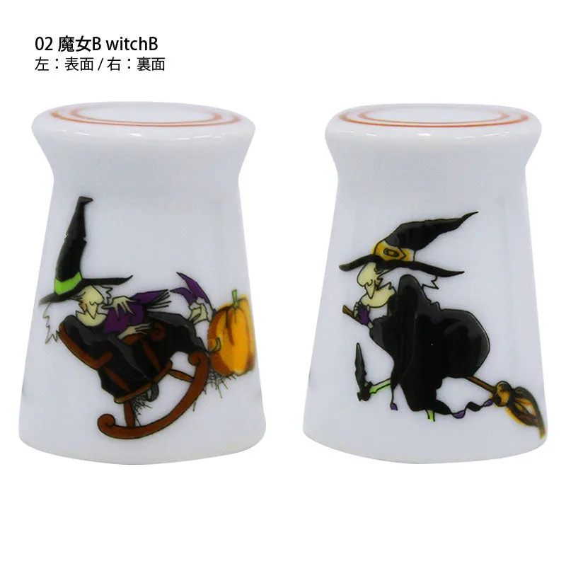 Yoko Saito Arita dé à coudre porcelaine sorcière Halloween