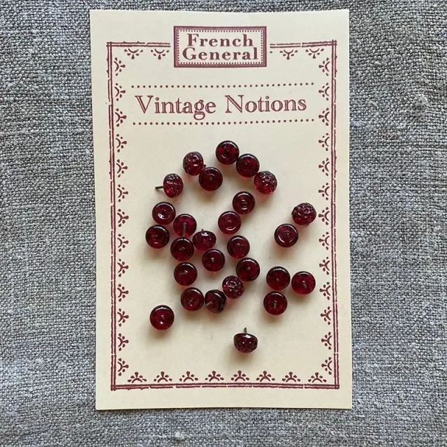 French General Vintage Cranberry épingles verre rouge lot 24 7mm