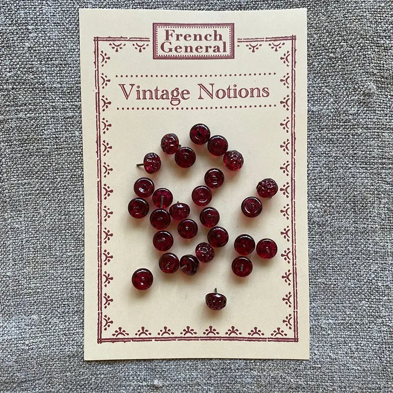 French General Vintage Cranberry épingles verre rouge lot 24 7mm