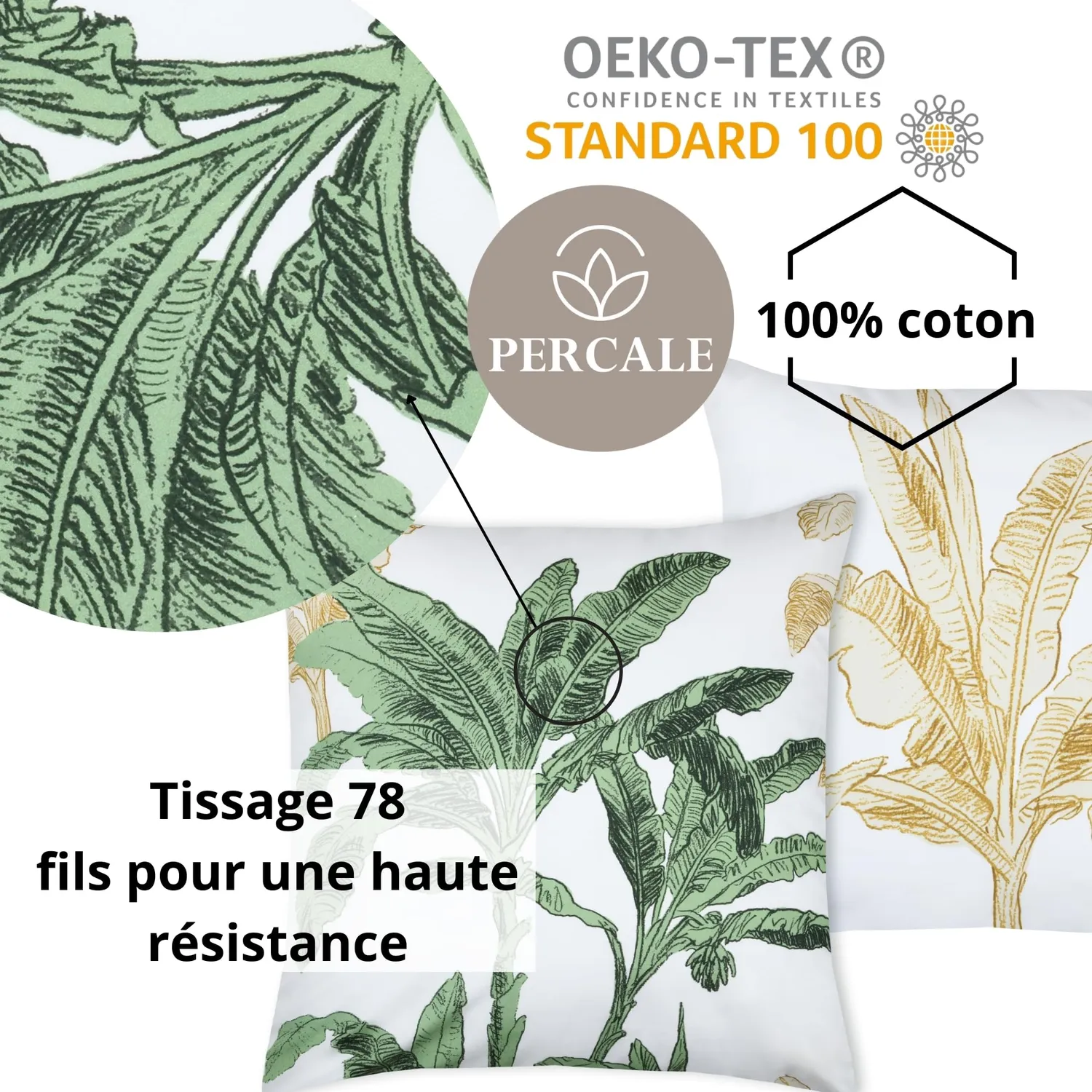 STOF Arama taie d'oreiller 63x63 vert percale