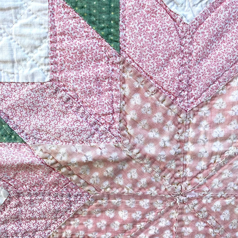 French General Antique 8-Point Star quilt ancien 208x244