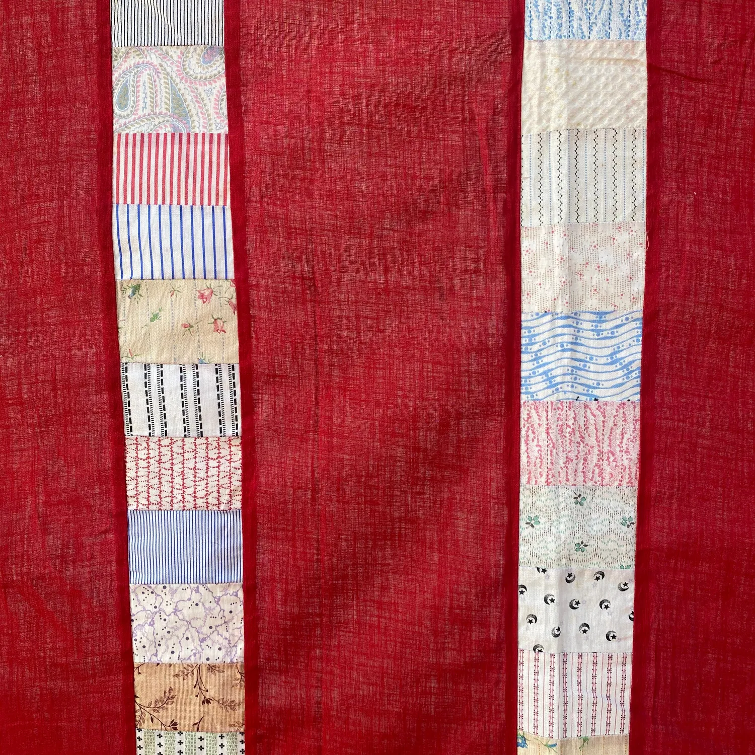 French General Strippy Bars top quilt ancien rouge 178x198 cm