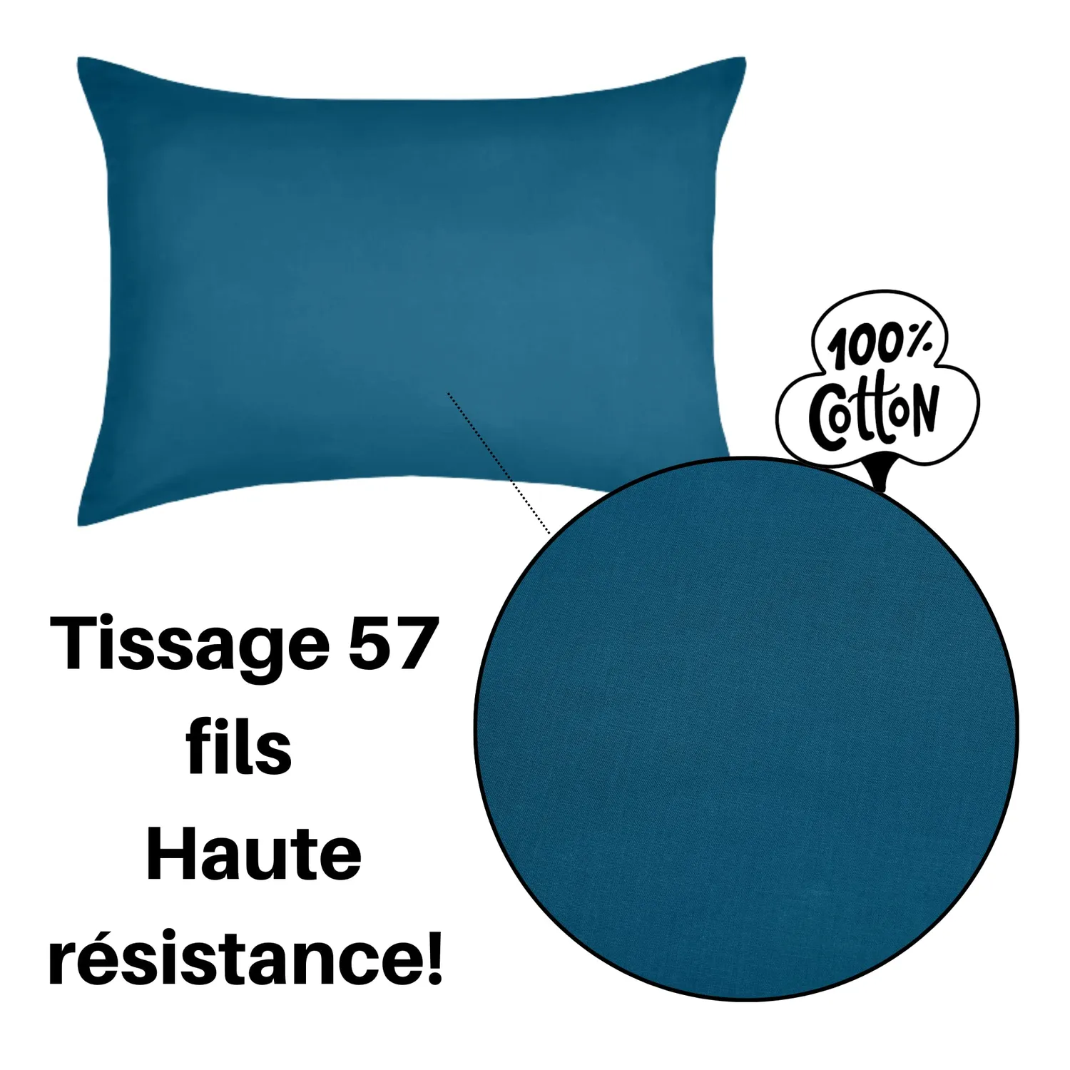 Stof Eden taie oreiller 50x70 cm pétrole coton