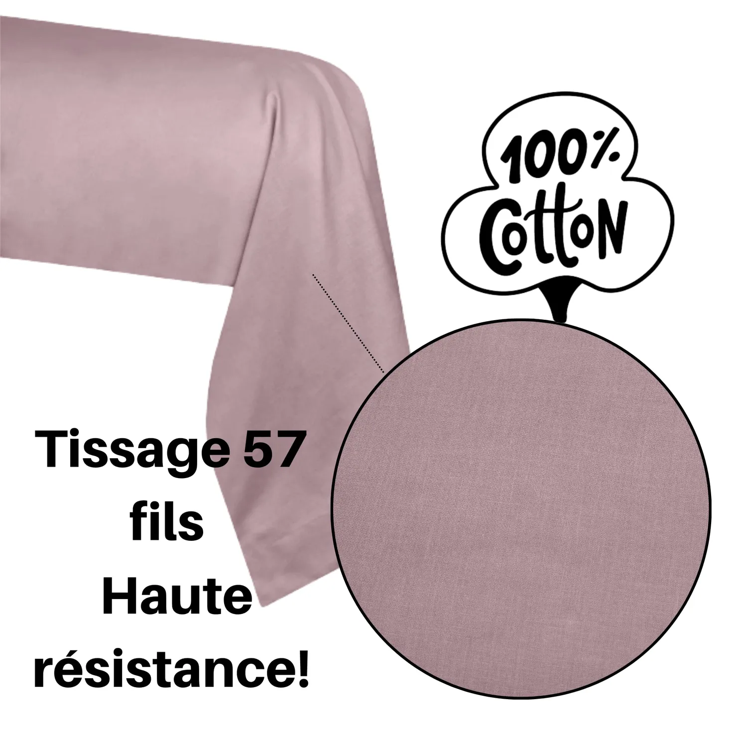 Stof Eden taie de traversin 45x185 cm vieux rose coton