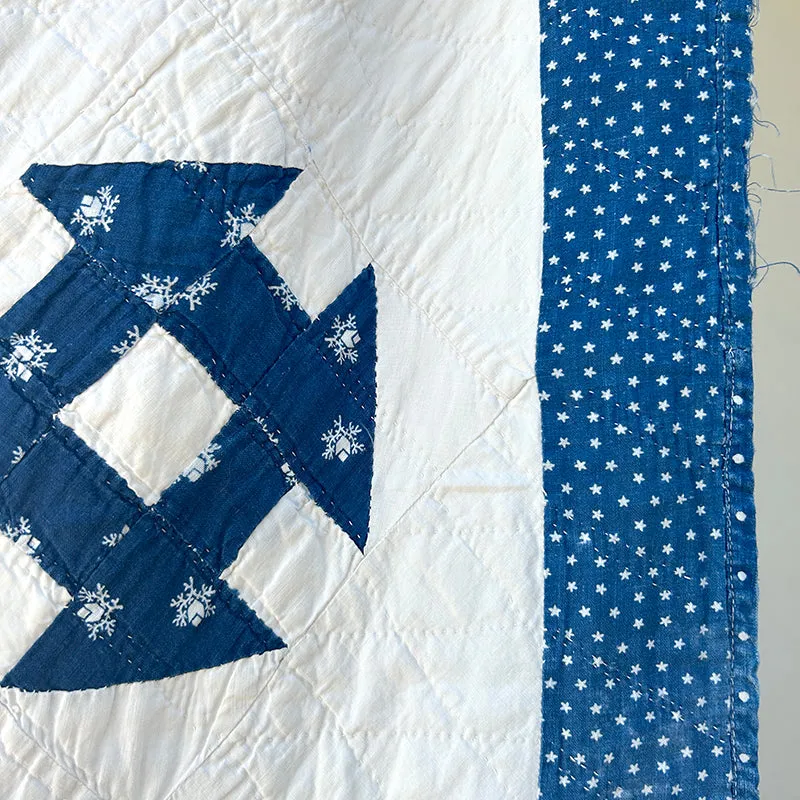 French General Shoo Fly quilt ancien bleu indigo 71x80