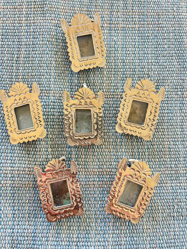 French General Cadre Mexicain pendentif broche argent 2,5x3,8 cm