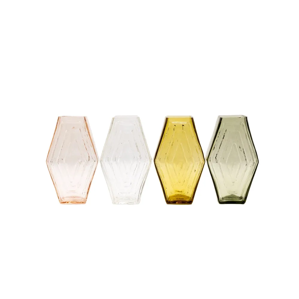 La Maison Naïve Hexagonal petit vase vert fumé verre