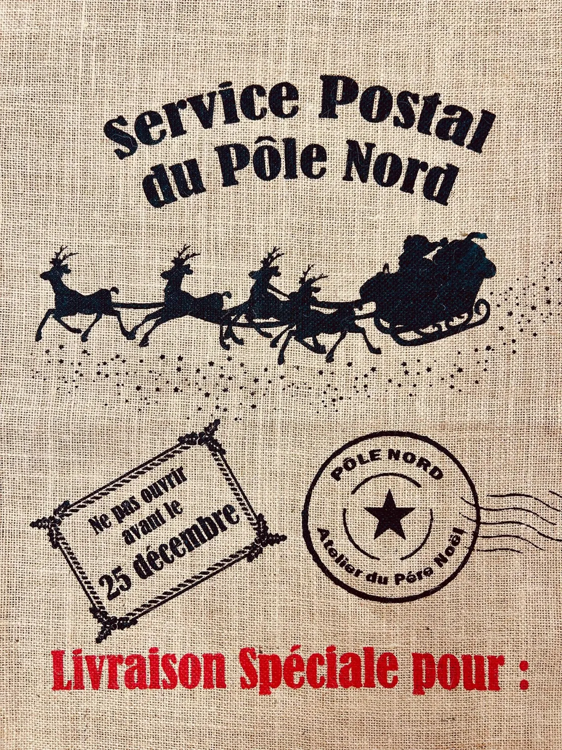 Tissushop hotte Père Noël toile de jute 50x80 naturel