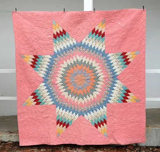 French General Antique Lone Star quilt rose 1930
