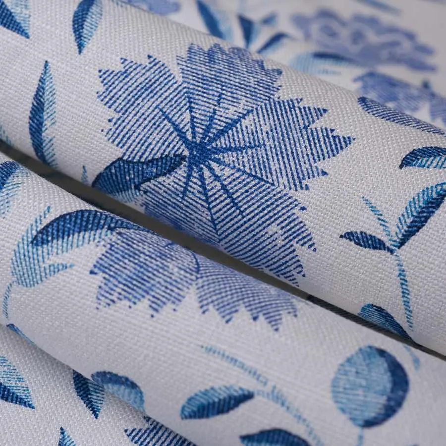 French General Lilou tissu ameublement indigo coton lin