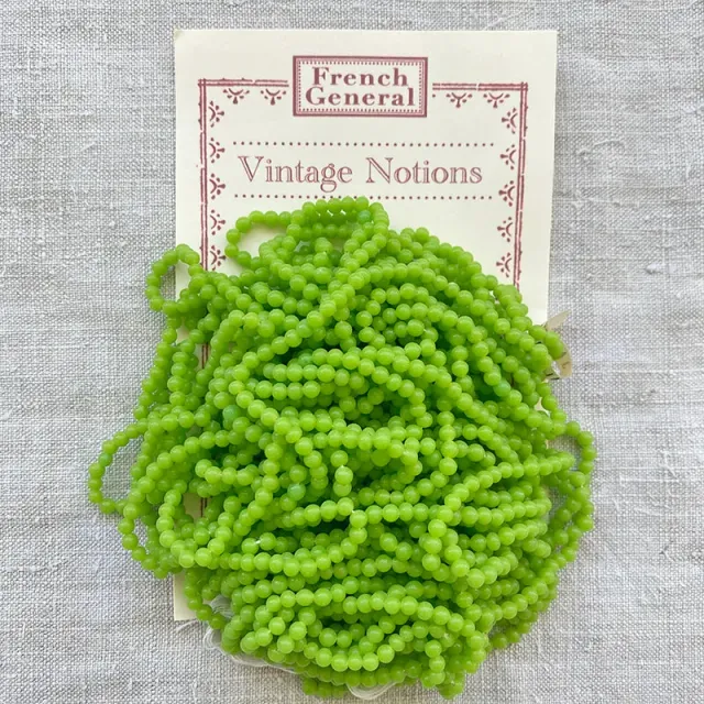 French General Vintage Glass Beads perles verre 4 mm vert herbe