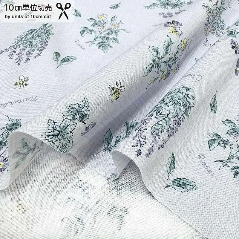 Yoko Saito 2026-04-A05 tissu coton bleu clair au mètre