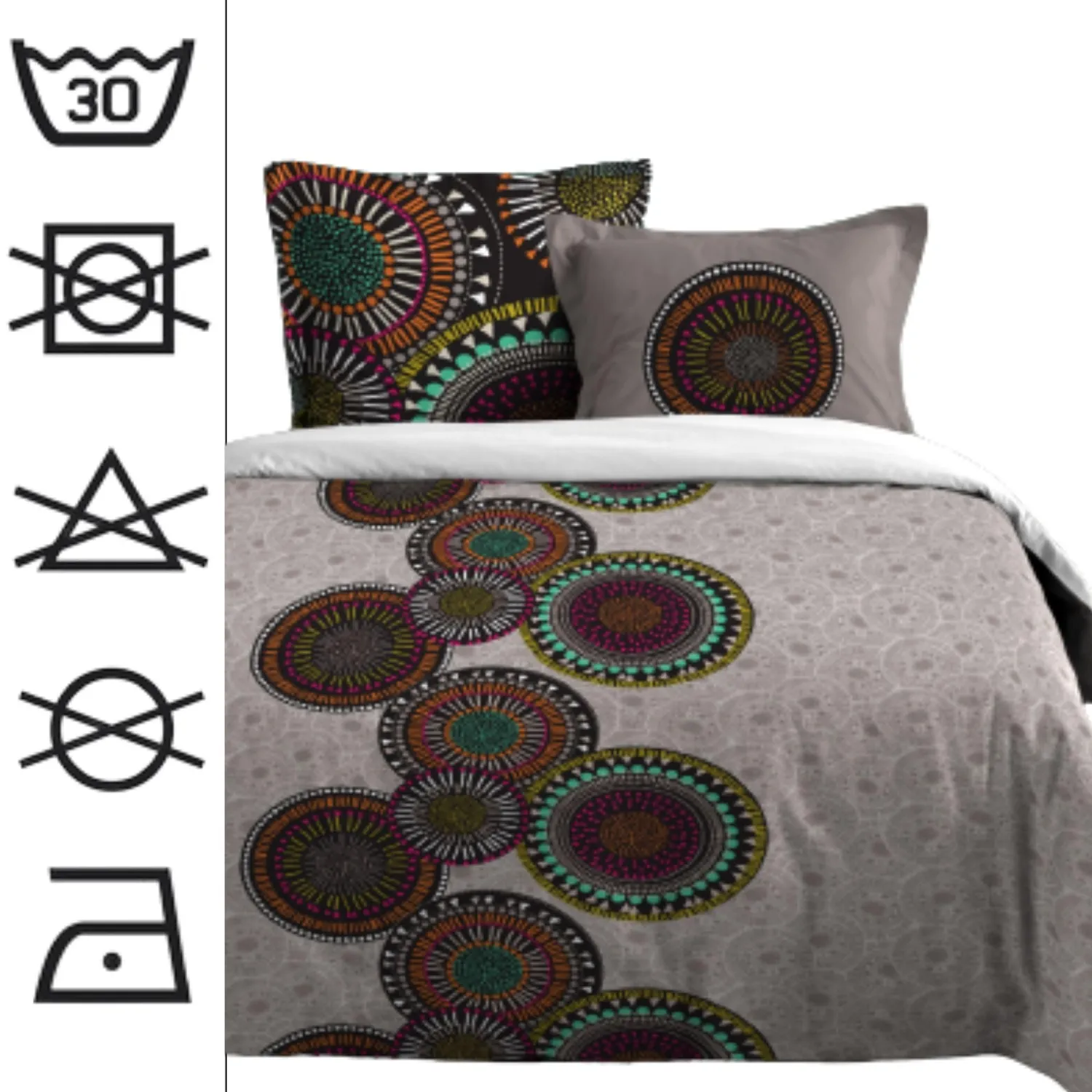 STOF Kizomba parure housse de couette gris 240x220 cm coton
