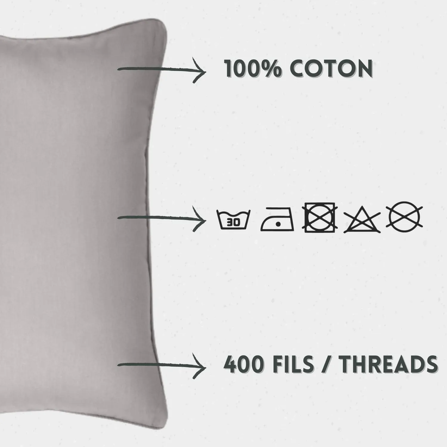Stof Oxford coussin 30x50 naturel satin coton