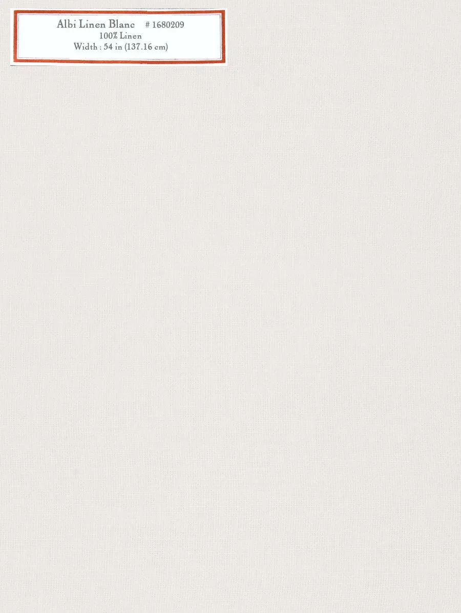 French General Albi Linen tissu ameublement blanc 54 pouces