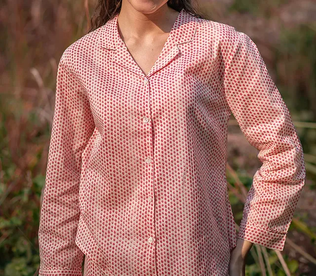 French General L'Esprit de Provence Pink Laurel pyjama coton rose