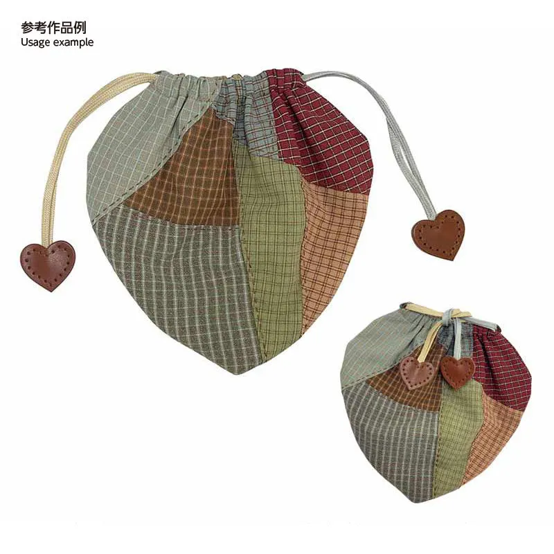 Yoko Saito JTP-K19 étiquette cuir cœur marron véritable