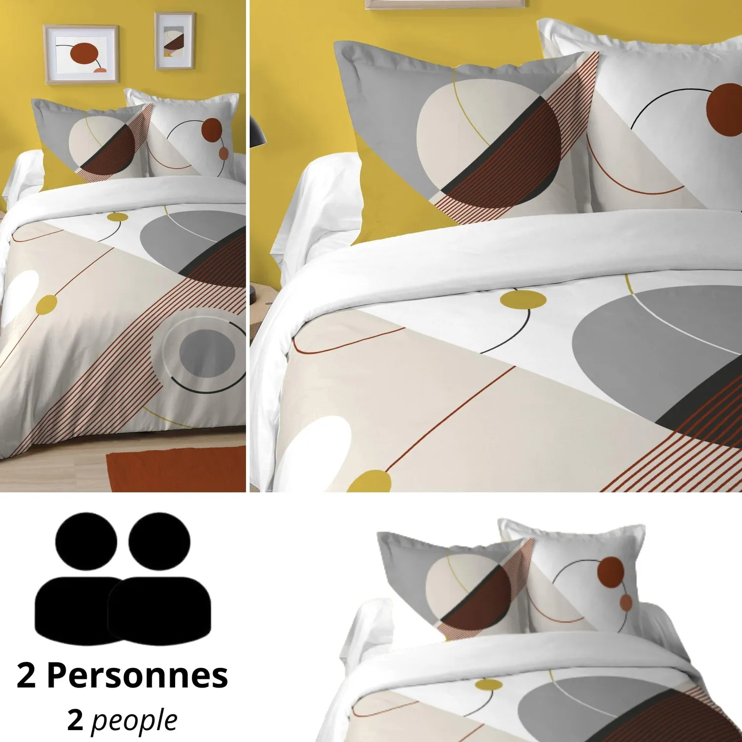 Stof Chroma housse couette 240x220 beige coton +2 taies