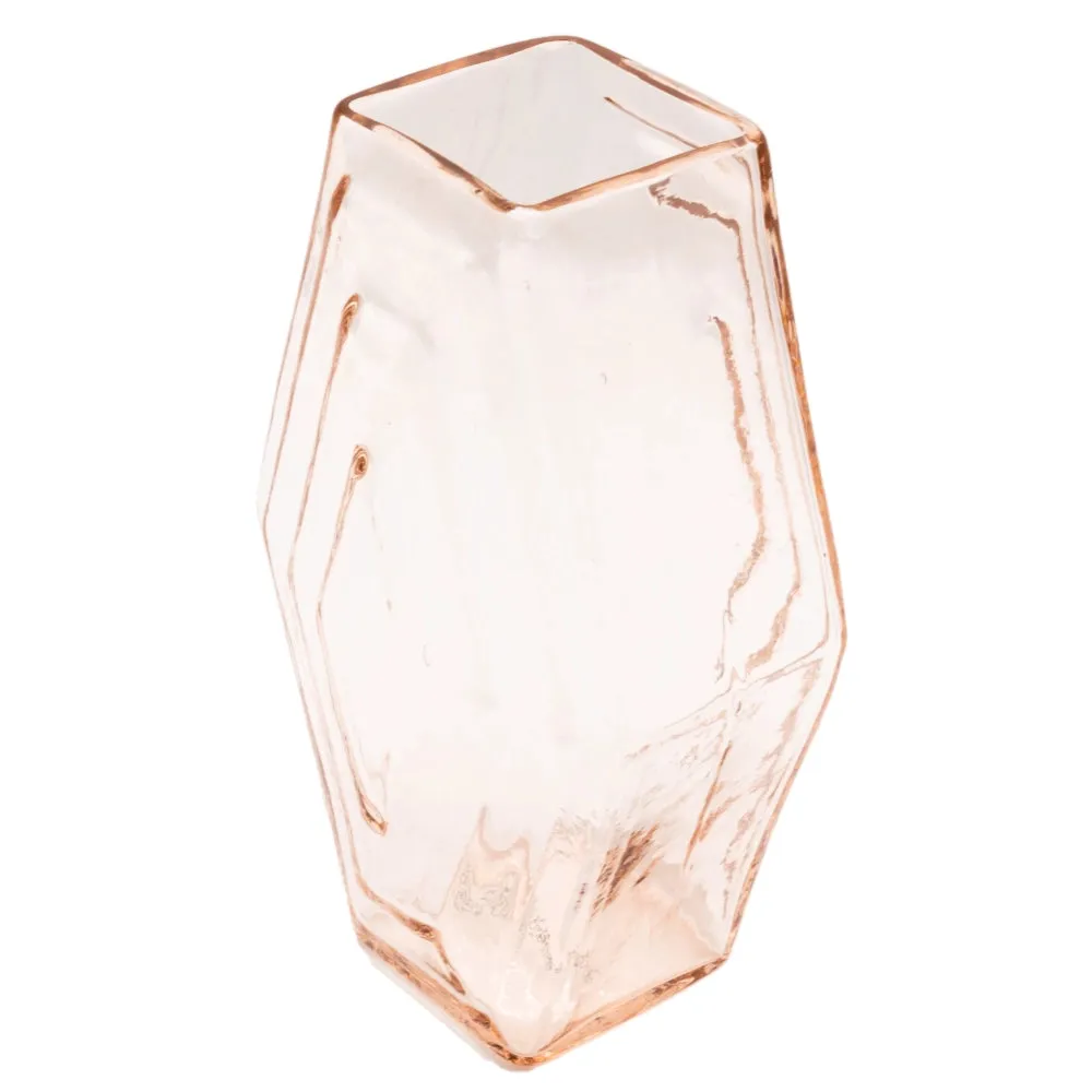 La Maison Naïve Hexagonal grand vase verre recyclé rose