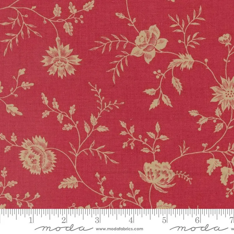 French General Rouenneries Trois 13962-14 tissu coton rouge