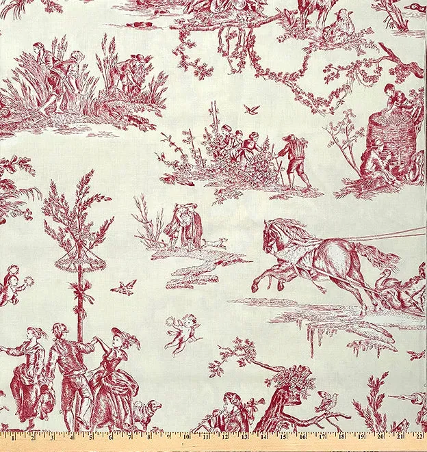 French General Toile tissu coton rouge blanc yard exclusif