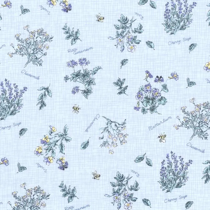 Yoko Saito 2026-04-A05 tissu coton bleu clair au mètre