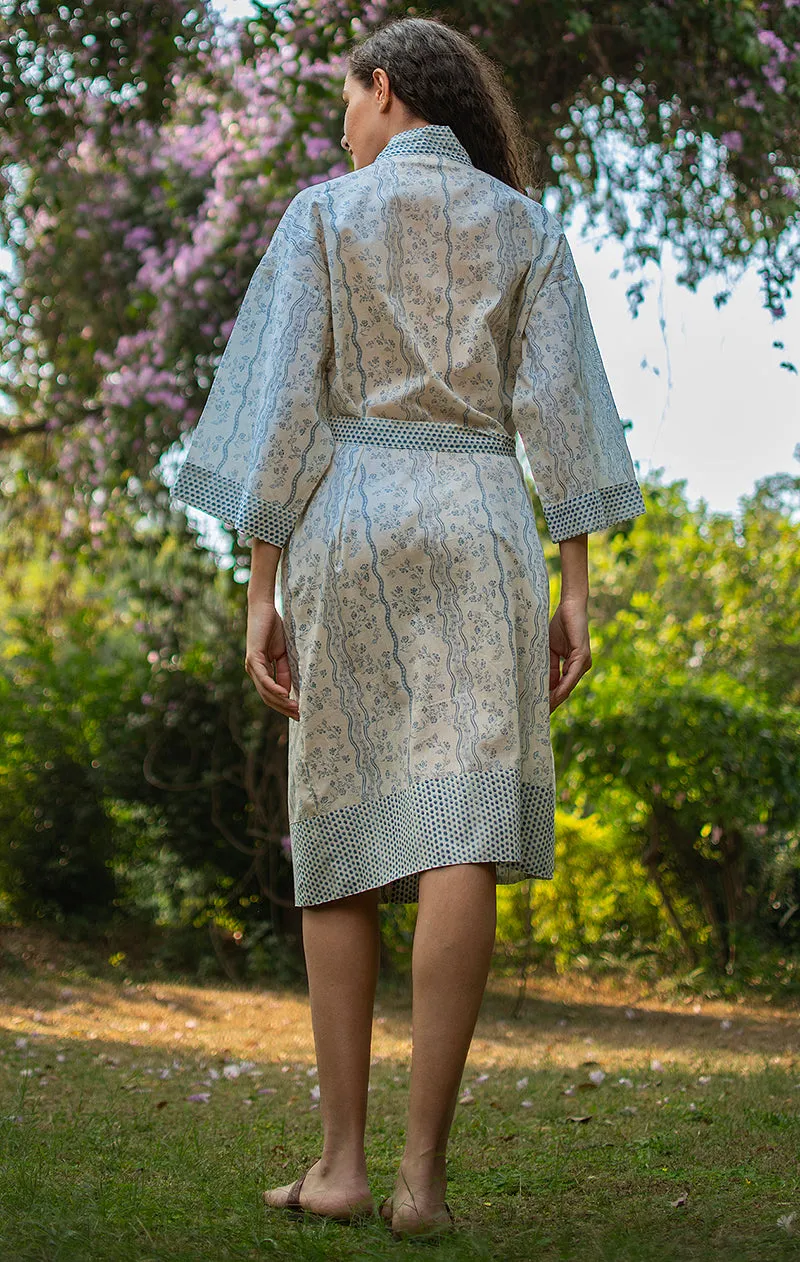 French General Esprit de Provence kimono voile bouquet stripe