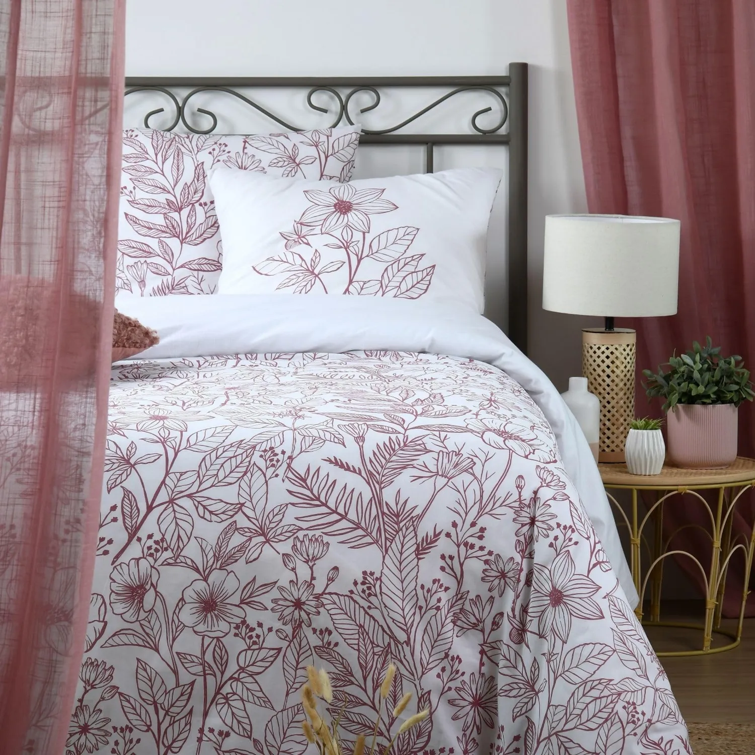 STOF Maelys parure housse de couette 240x220 fleurs coton