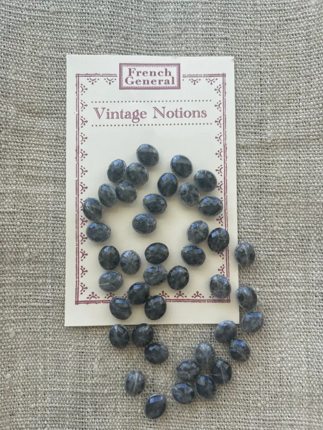 French General Vintage perles plastique gris moucheté 11mm