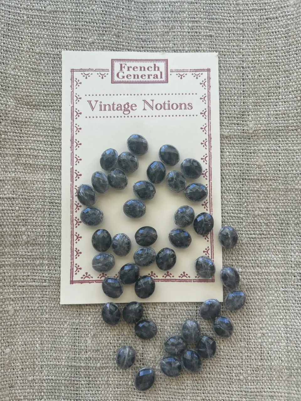 French General Vintage perles plastique gris moucheté 11mm