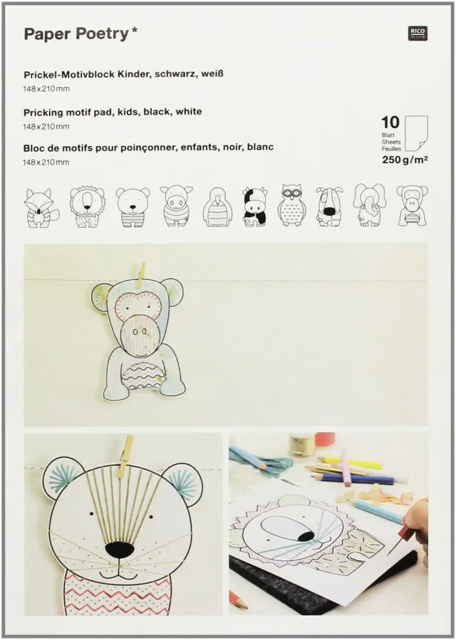 Tissushop Prickelblock Kids bloc piquage noir blanc