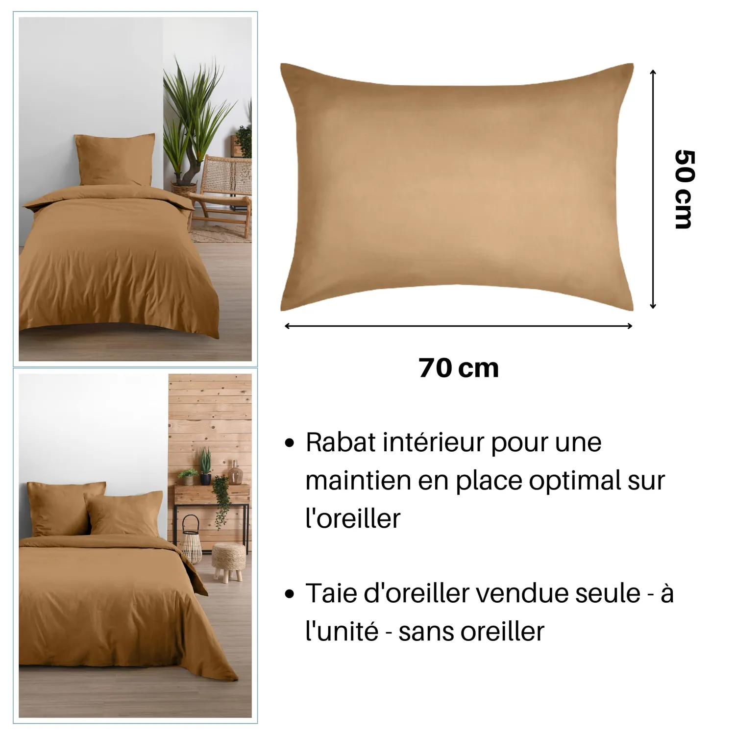STOF Eden taie d'oreiller coton curry 50x70 cm