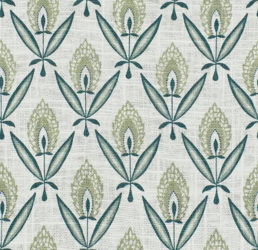 French General Jardin Darcy Vert tissu lin coton 137 cm