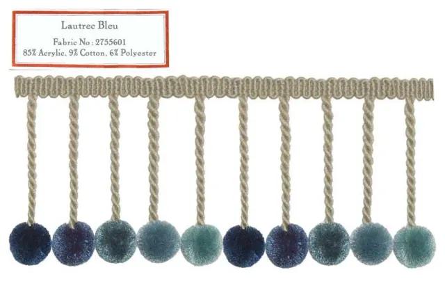French General Lautrec Bleu galon bleu au mètre coton
