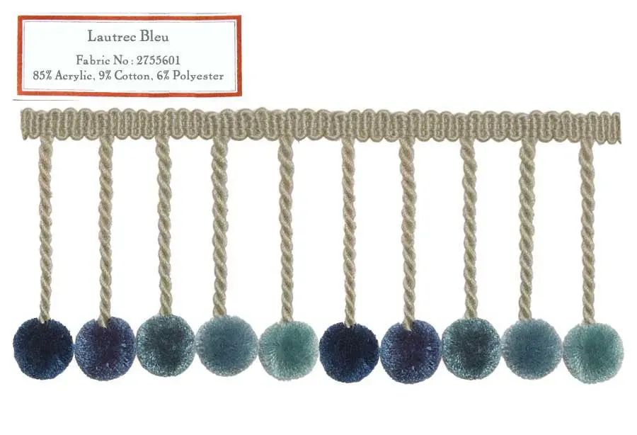 French General Lautrec Bleu galon bleu au mètre coton