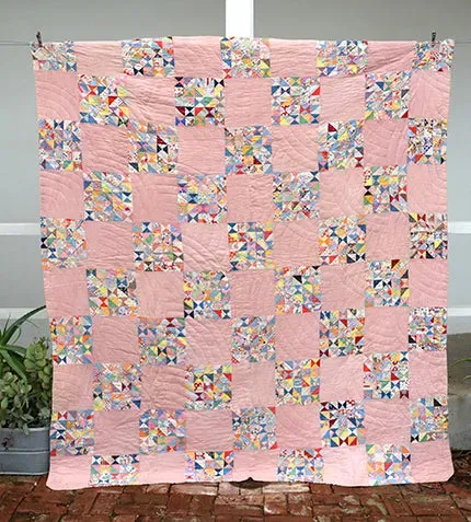 French General Broken Dishes quilt ancien 1930 fait main
