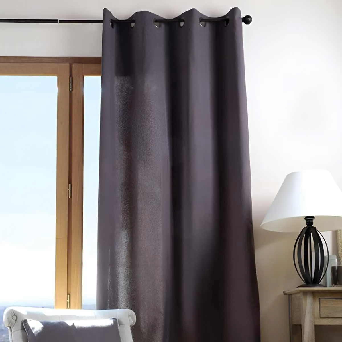 STOF Duo rideau occultant coton gris 135x240 cm 1 panneau