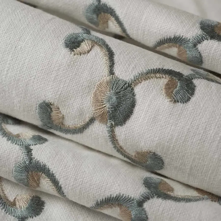 French General Jardin Morisette La Mer tissu ameublement brodé
